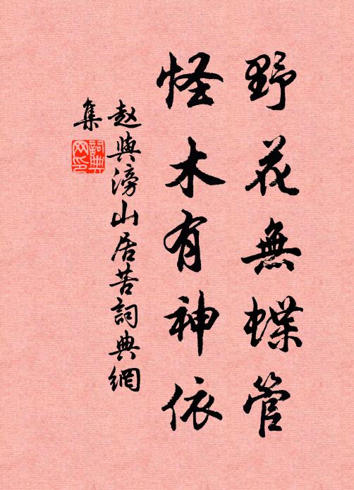 赵与滂野花无蝶管，怪木有神依书法作品欣赏