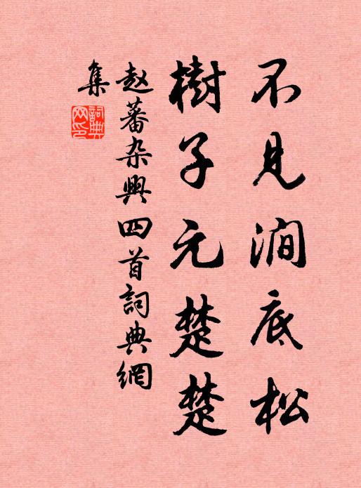 赵蕃不见涧底松，树子元楚楚书法作品欣赏