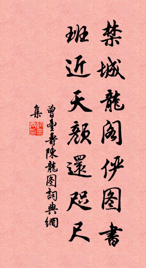 曾丰禁城龙阁俨图书，班近天颜还咫尺书法作品欣赏