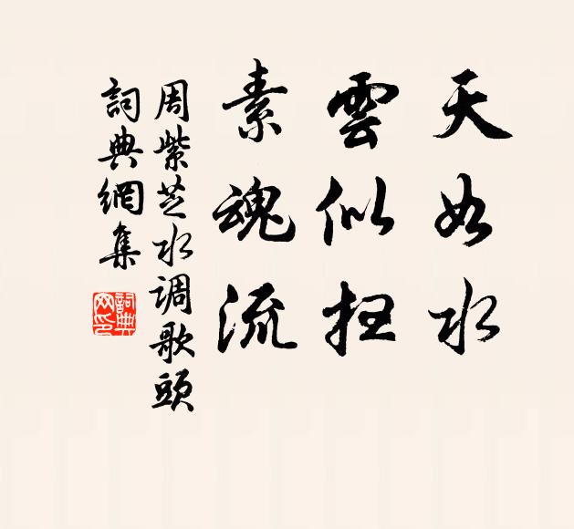 周紫芝天如水，云似扫，素魂流书法作品欣赏