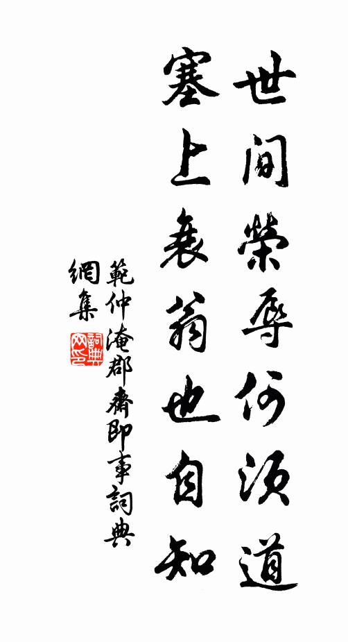 范仲淹世间荣辱何须道，塞上衰翁也自知书法作品欣赏