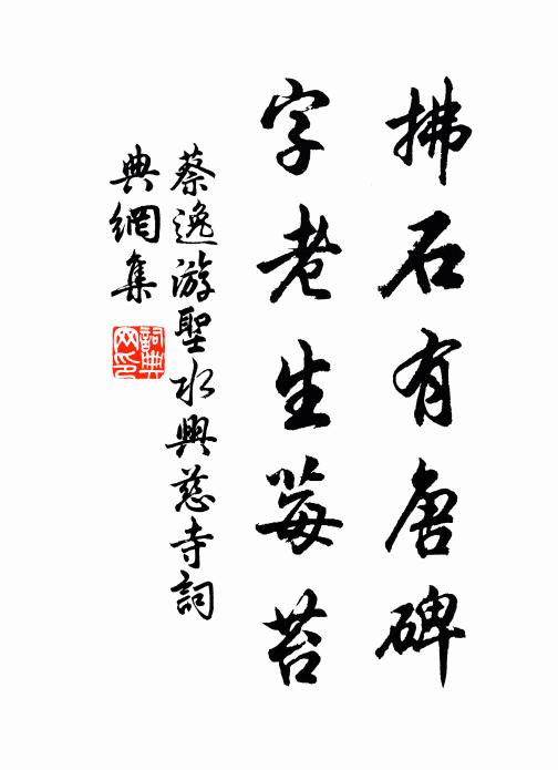 蔡逸拂石有唐碑，字老生莓苔书法作品欣赏