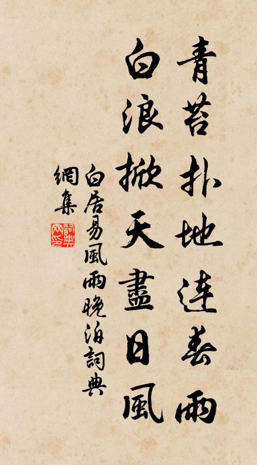 白居易青苔扑地连春雨，白浪掀天尽日风书法作品欣赏