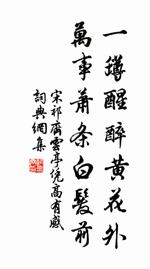 宋祁一罇醒醉黄花外，万事萧条白发前书法作品欣赏