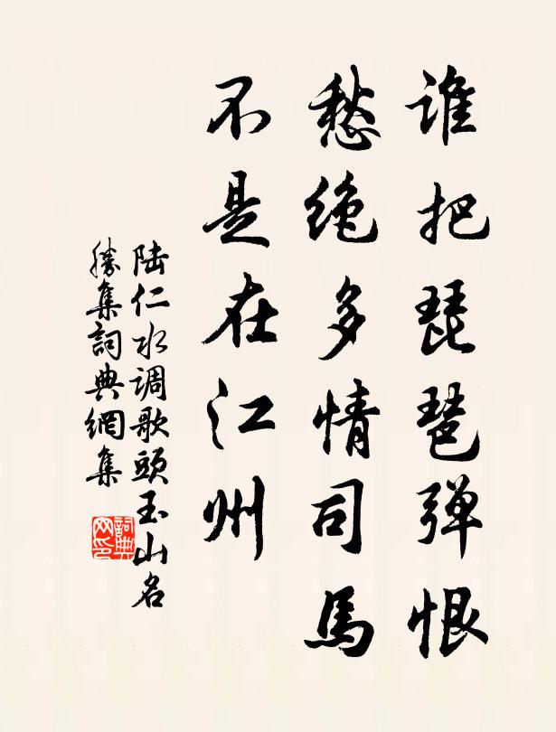 陆仁谁把琵琶弹恨，愁绝多情司马，不是在江州书法作品欣赏