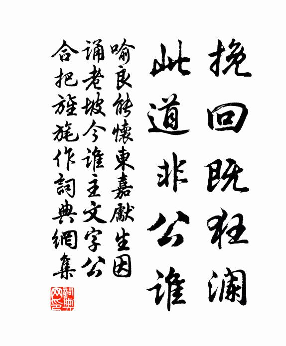 喻良能挽回既狂澜，此道非公谁书法作品欣赏