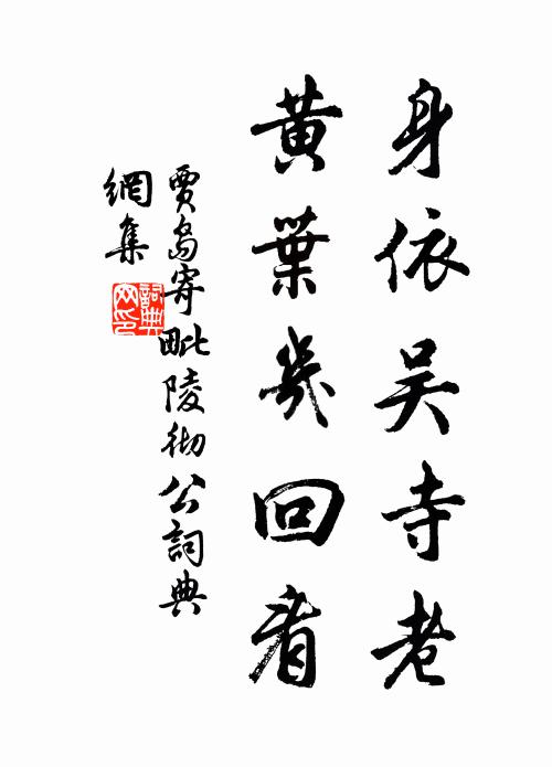 贾岛身依吴寺老，黄叶几回看书法作品欣赏