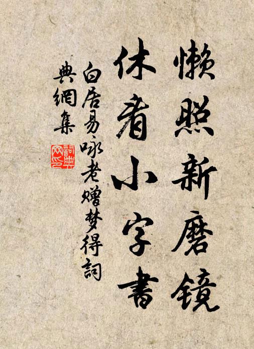 白居易懒照新磨镜，休看小字书书法作品欣赏