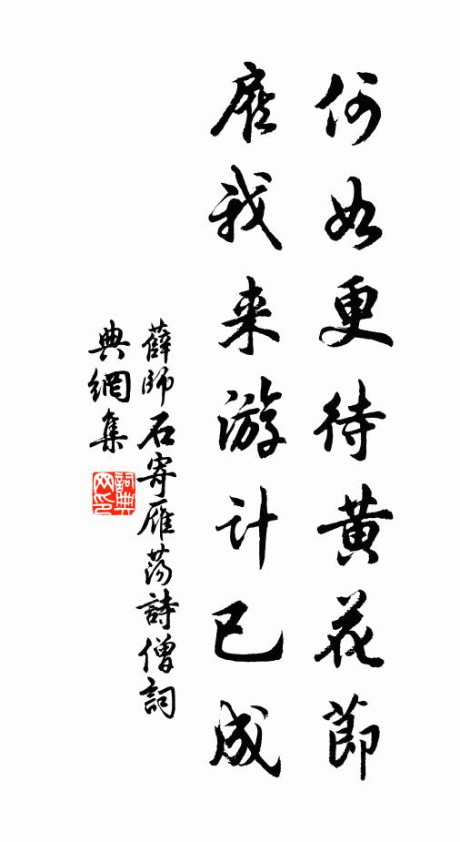 薛师石何如更待黄花节，雇我来游计已成书法作品欣赏