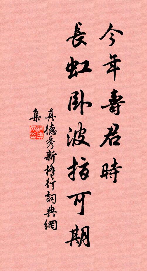 真德秀今年寿君时，长虹卧波指可期书法作品欣赏