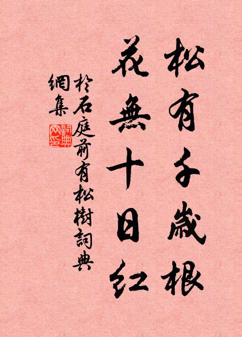 于石松有千岁根，花无十日红书法作品欣赏