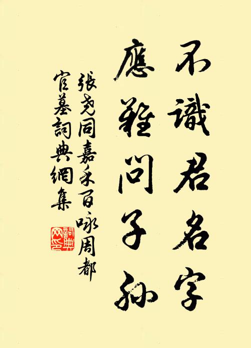 张尧同不识君名字，应难问子孙书法作品欣赏