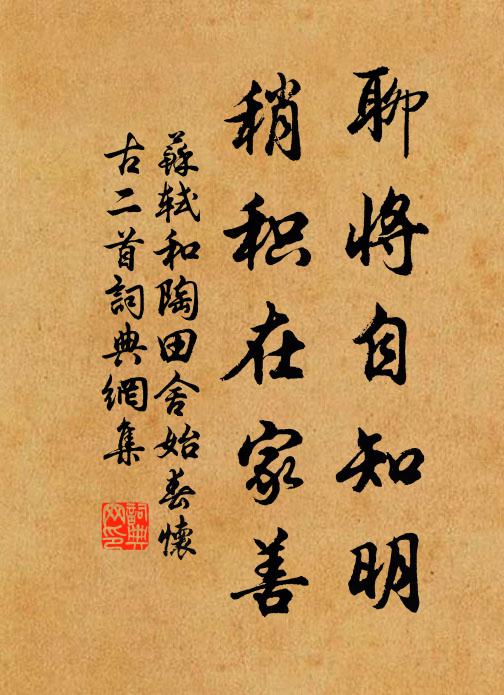 苏轼聊将自知明，稍积在家善书法作品欣赏