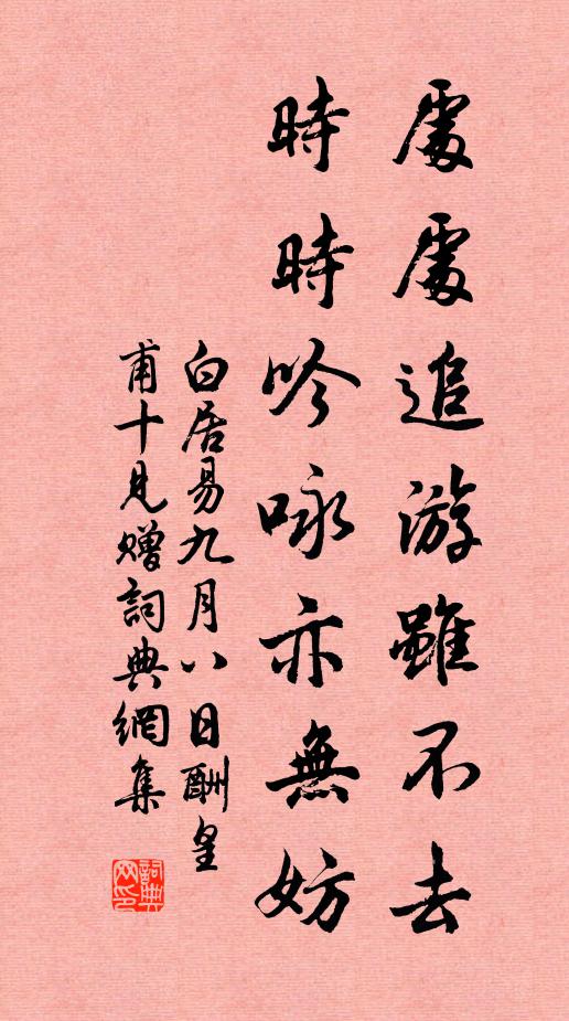 白居易处处追游虽不去，时时吟咏亦无妨书法作品欣赏