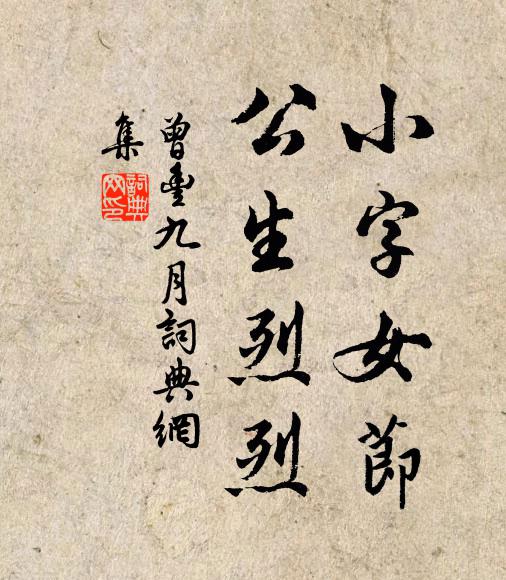 曾丰小字女节，公生烈烈书法作品欣赏