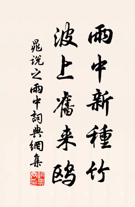 晁说之雨中新种竹，波上旧来鸥书法作品欣赏