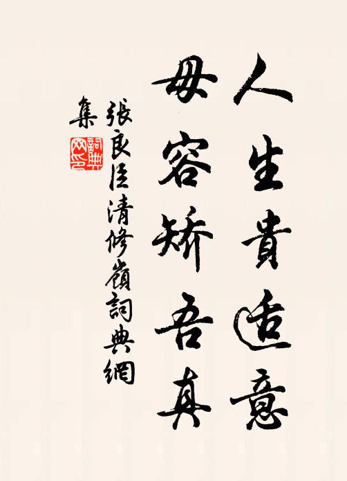 张良臣人生贵适意，毋容矫吾真书法作品欣赏