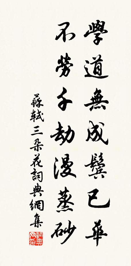 苏轼学道无成鬓已华，不劳千劫漫蒸砂书法作品欣赏
