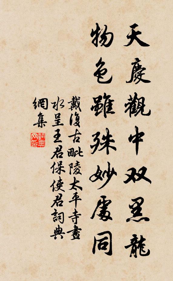 戴复古天庆观中双黑龙，物色虽殊妙处同书法作品欣赏