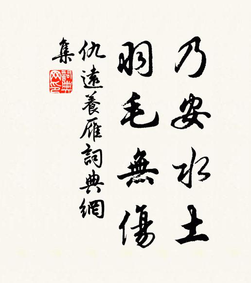 仇远乃安水土，羽毛无伤书法作品欣赏