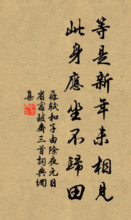 苏轼等是新年未相见，此身应坐不归田书法作品欣赏