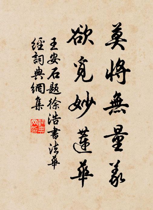 王安石莫将无量义，欲觅妙莲华书法作品欣赏