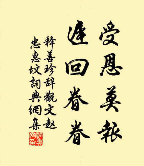 释善珍受恩莫报，迟回眷眷书法作品欣赏