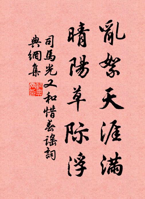 司马光乱絮天涯满，晴阳草际浮书法作品欣赏