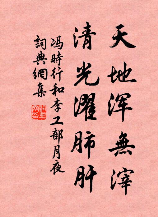 冯时行天地浑无滓，清光濯肺肝书法作品欣赏