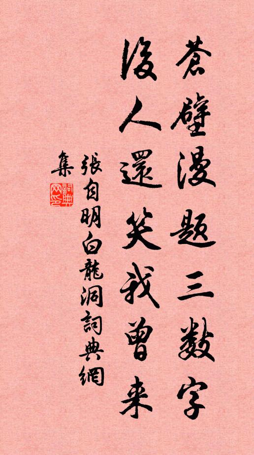 张自明苍壁漫题三数字，后人还笑我曾来书法作品欣赏