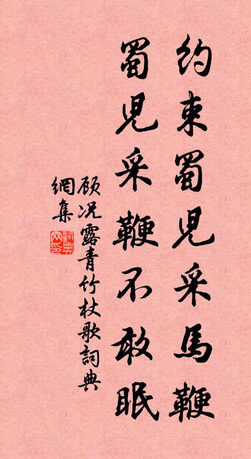 顾况约束蜀儿采马鞭，蜀儿采鞭不敢眠书法作品欣赏