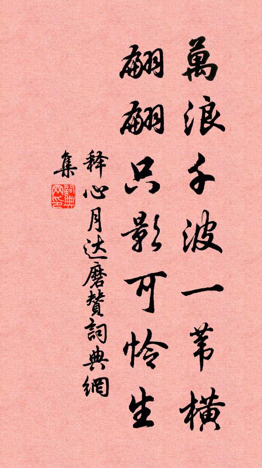 释心月万浪千波一苇横，翩翩只影可怜生书法作品欣赏