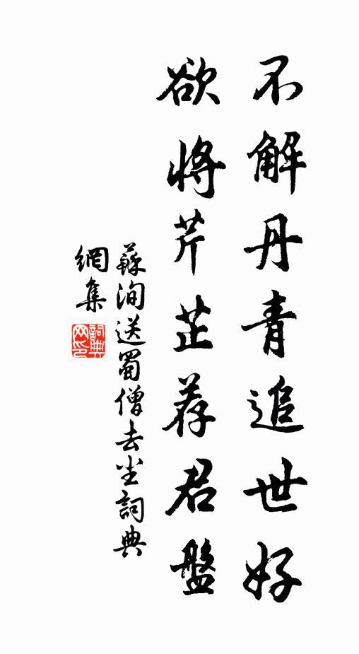 苏洵不解丹青追世好，欲将芹芷荐君盘书法作品欣赏