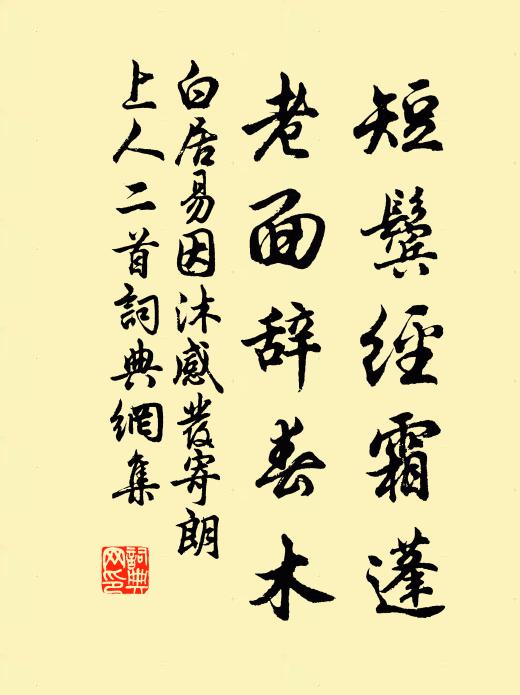 白居易短鬓经霜蓬，老面辞春木书法作品欣赏