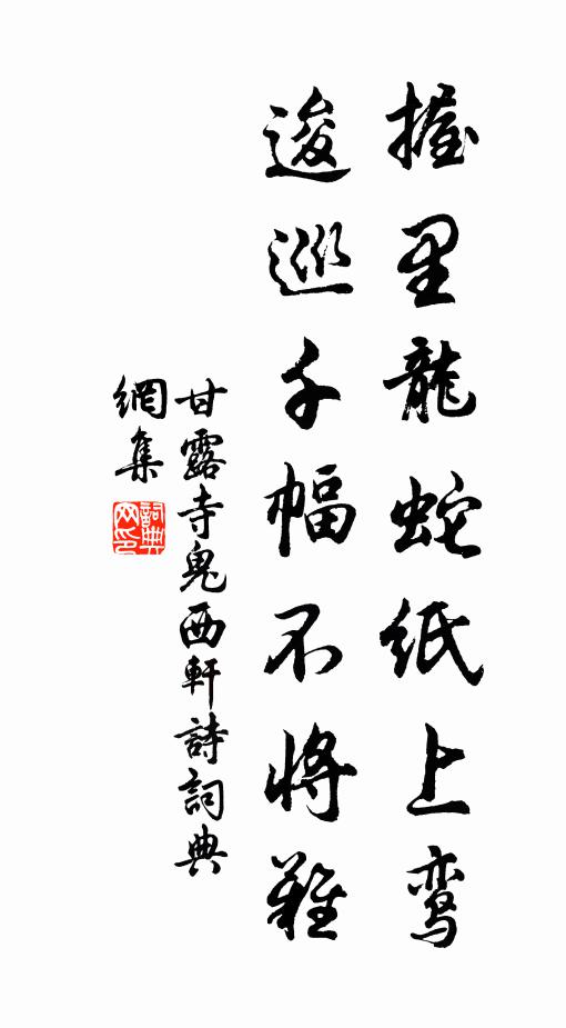 甘露寺鬼握里龙蛇纸上鸾，逡巡千幅不将难书法作品欣赏