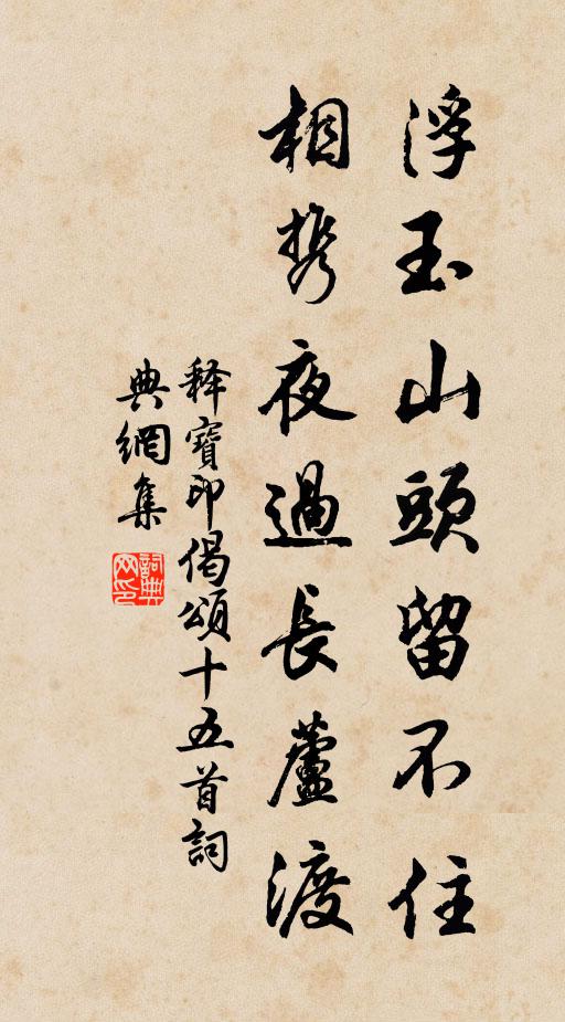 释宝印浮玉山头留不住，相携夜过长芦渡书法作品欣赏