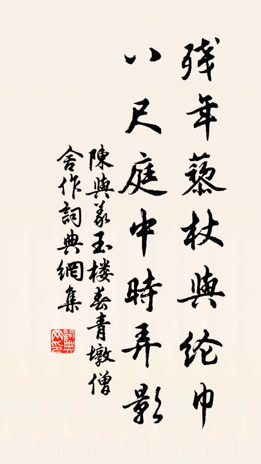 陈与义残年藜杖与纶巾，八尺庭中时弄影书法作品欣赏