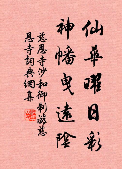 慈恩寺沙仙华曜日彩，神幡曳远阴书法作品欣赏