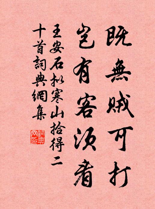 王安石既无贼可打，岂有客须看书法作品欣赏