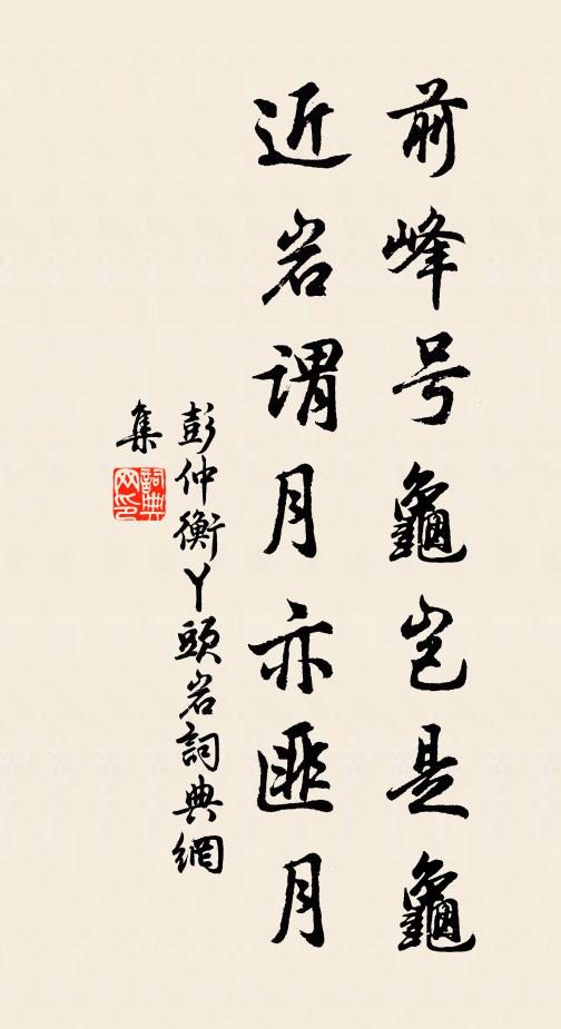 彭仲衡前峰号龟岂是龟，近岩谓月亦匪月书法作品欣赏