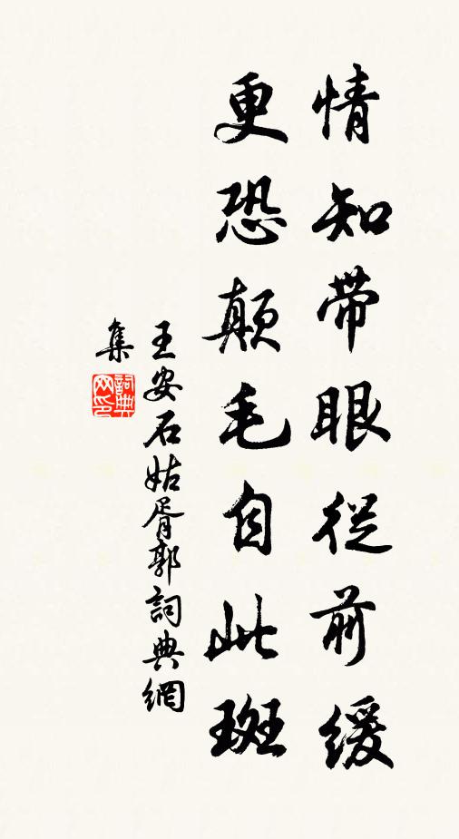 王安石情知带眼从前缓，更恐颠毛自此斑书法作品欣赏