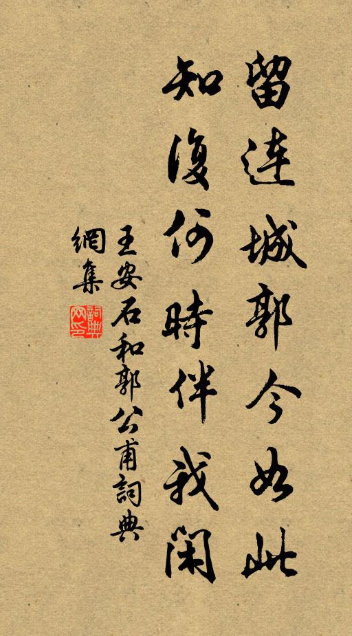 王安石留连城郭今如此，知复何时伴我闲书法作品欣赏