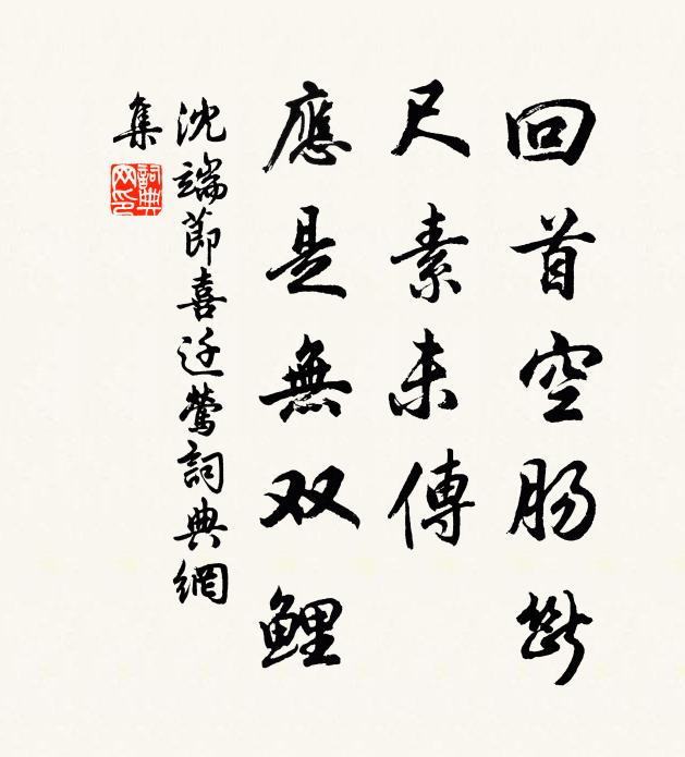 沈端节回首空肠断，尺素未传，应是无双鲤书法作品欣赏