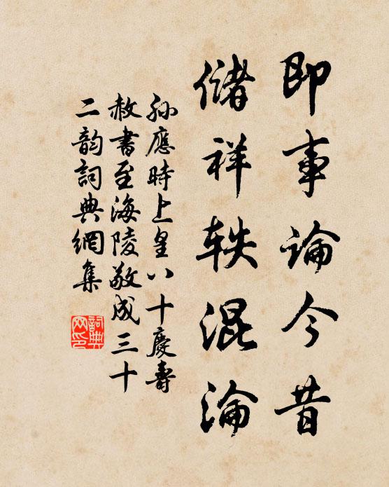 孙应时即事论今昔，储祥轶混沦书法作品欣赏