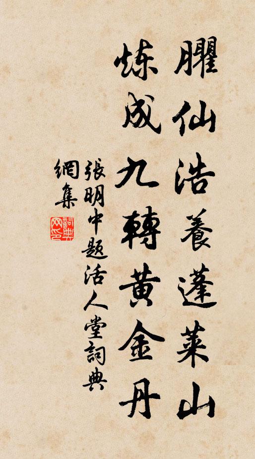 张明中臞仙浩养蓬莱山，炼成九转黄金丹书法作品欣赏