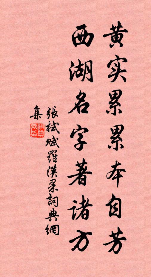 张栻黄实累累本自芳，西湖名字著诸方书法作品欣赏