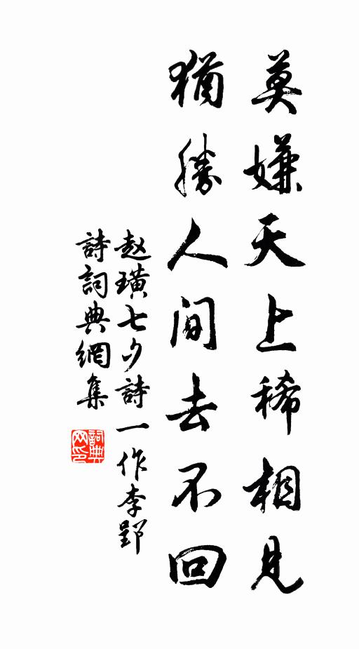 赵璜莫嫌天上稀相见，犹胜人间去不回书法作品欣赏