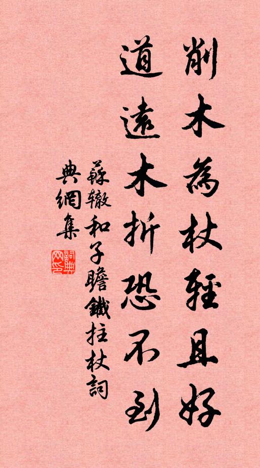 苏辙削木为杖轻且好，道远木折恐不到书法作品欣赏