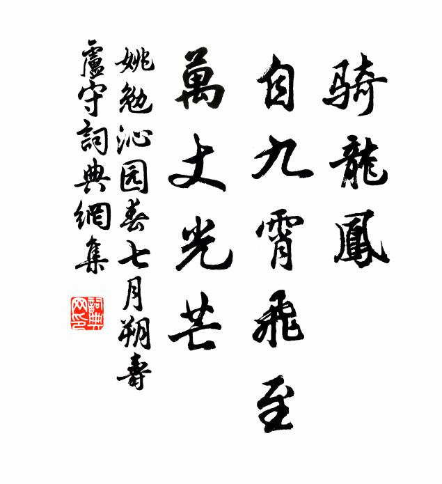 姚勉骑龙凤，自九霄飞至，万丈光芒书法作品欣赏