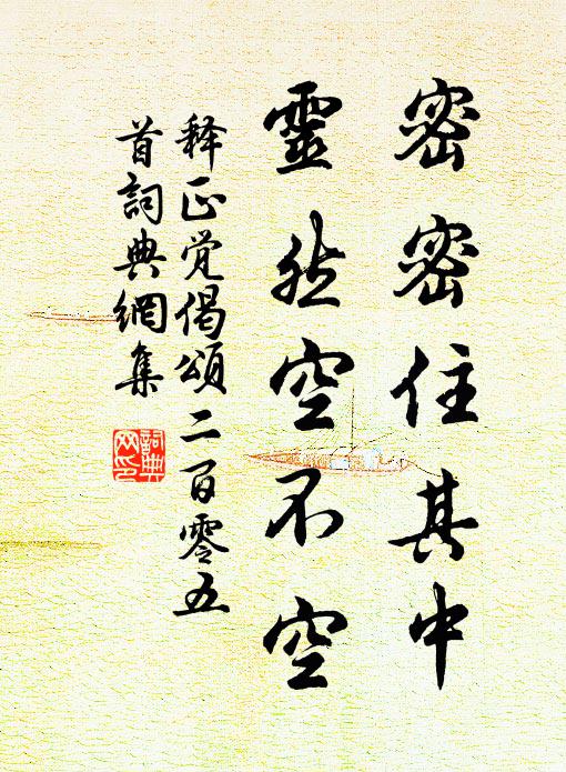 释正觉密密住其中，灵然空不空书法作品欣赏